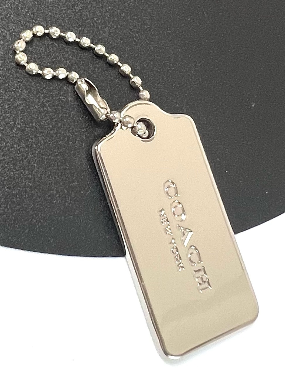 Coach Silver Metal Hangtag Replacement Bag Charm Key Fob Ball Chain